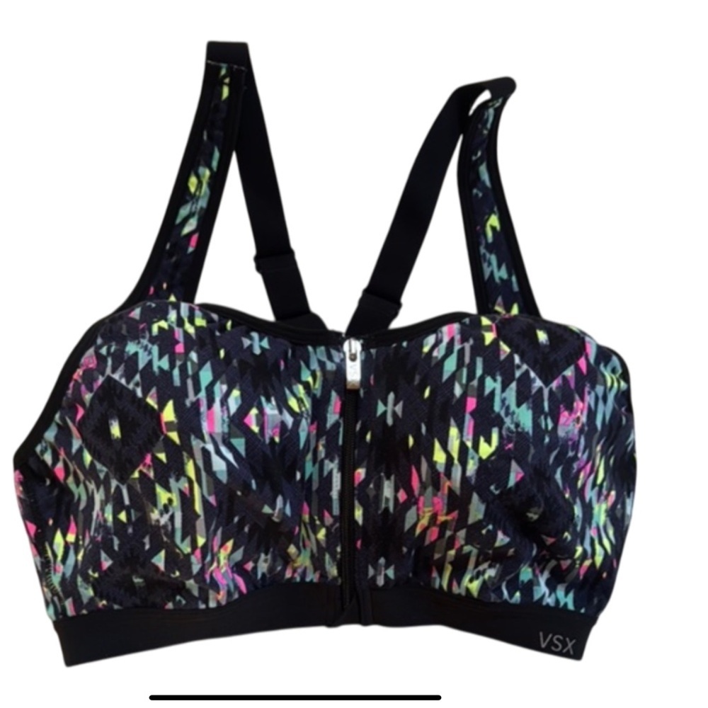 Victoria’s Secret VSX Knockout front closure sports bra Multicolor print 34C